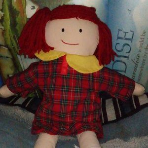 Madeline Red Head Cloth Doll with Plaid dress, Book Character, Cartoon doll